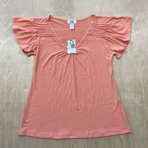 Flash by Flora‎ Intimates Short Sleeve Peach V-Neck Sleep Wear Size M